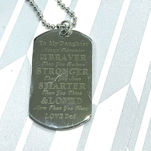 New To Daughter Love Dad Dog Tag Pendant Inspirational Gift Necklace - Picture 10 of 10